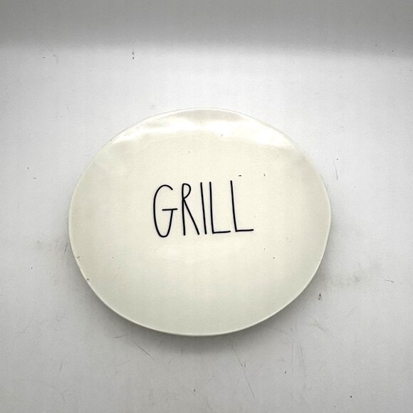 Rae Dunn Artisan Collection by Magenta GRILL Oval Platter White Stoneware Plate - Picture 1 of 4